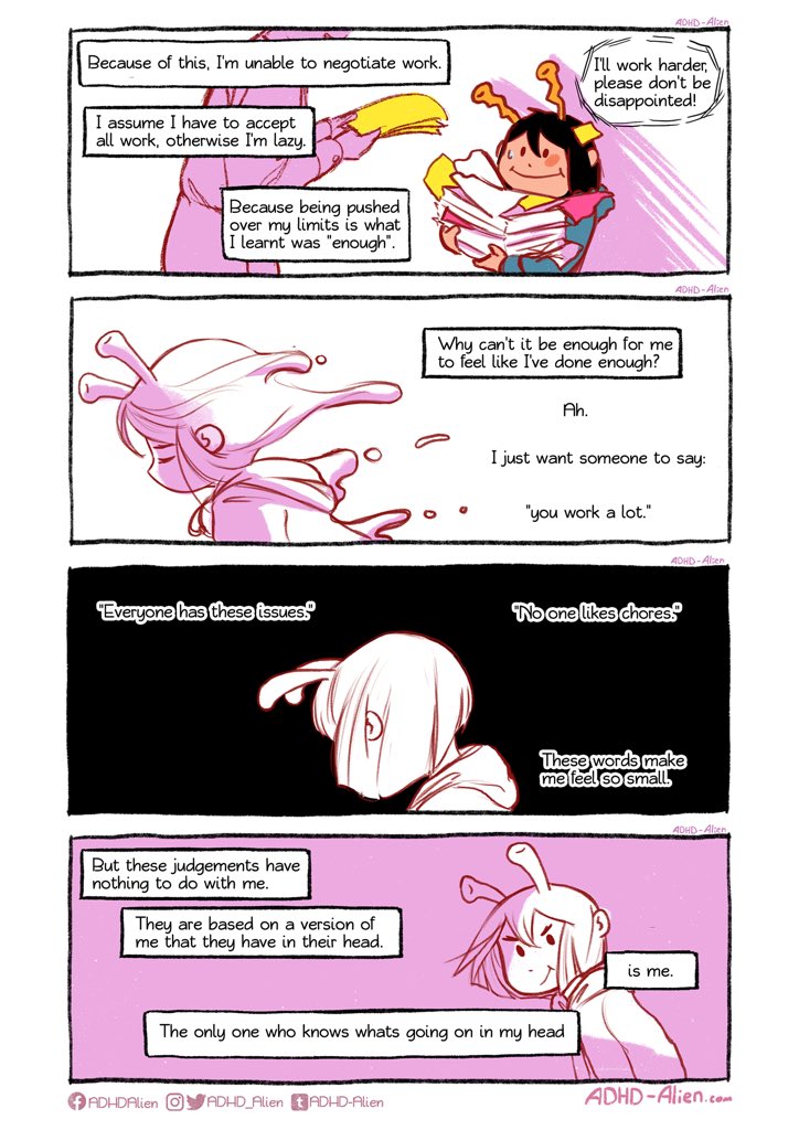 ADHD_Alien's tweet image. I could never figure out why I’m so lazy - but always so exhausted. I always try to make things right, just to get them wrong all over again. This is one of the things that really make me question myself.