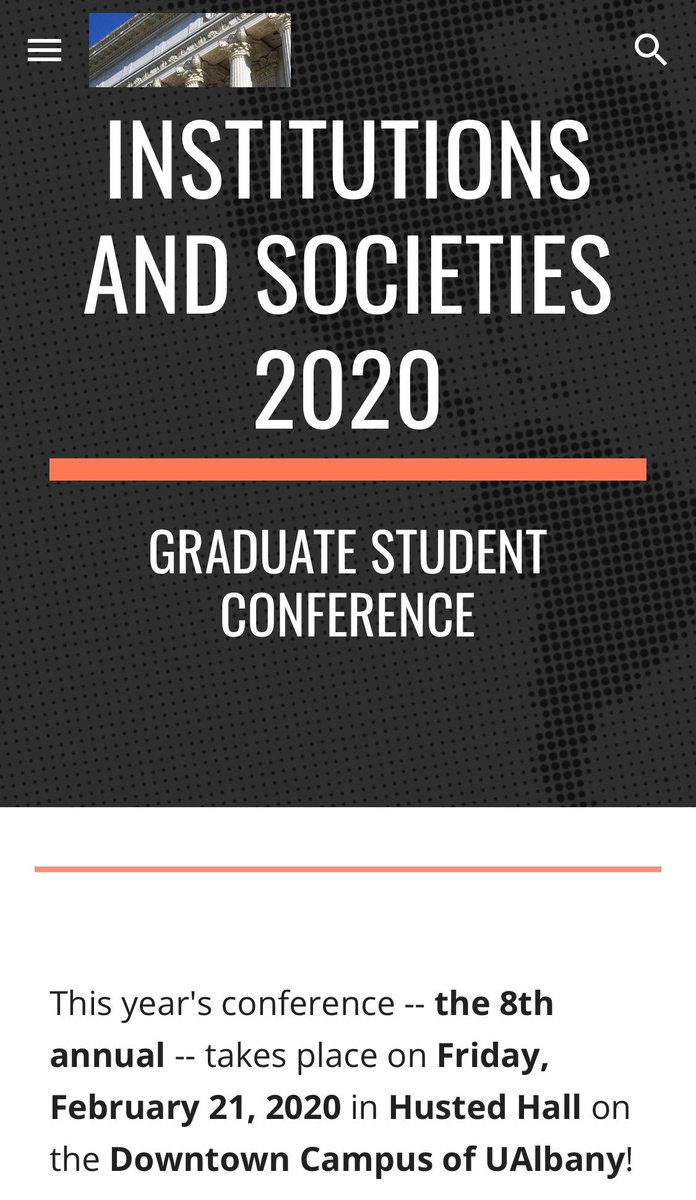 RSAatUAlbany's tweet photo. Attention graduate students: submit your proposal for the 8th Annual #InstitutionsAndSocieties2020 Graduate Student Conference, which takes place on Friday, February 21!

https://t.co/Uu4Qdu6RJj… https://t.co/nizM58SJDg
