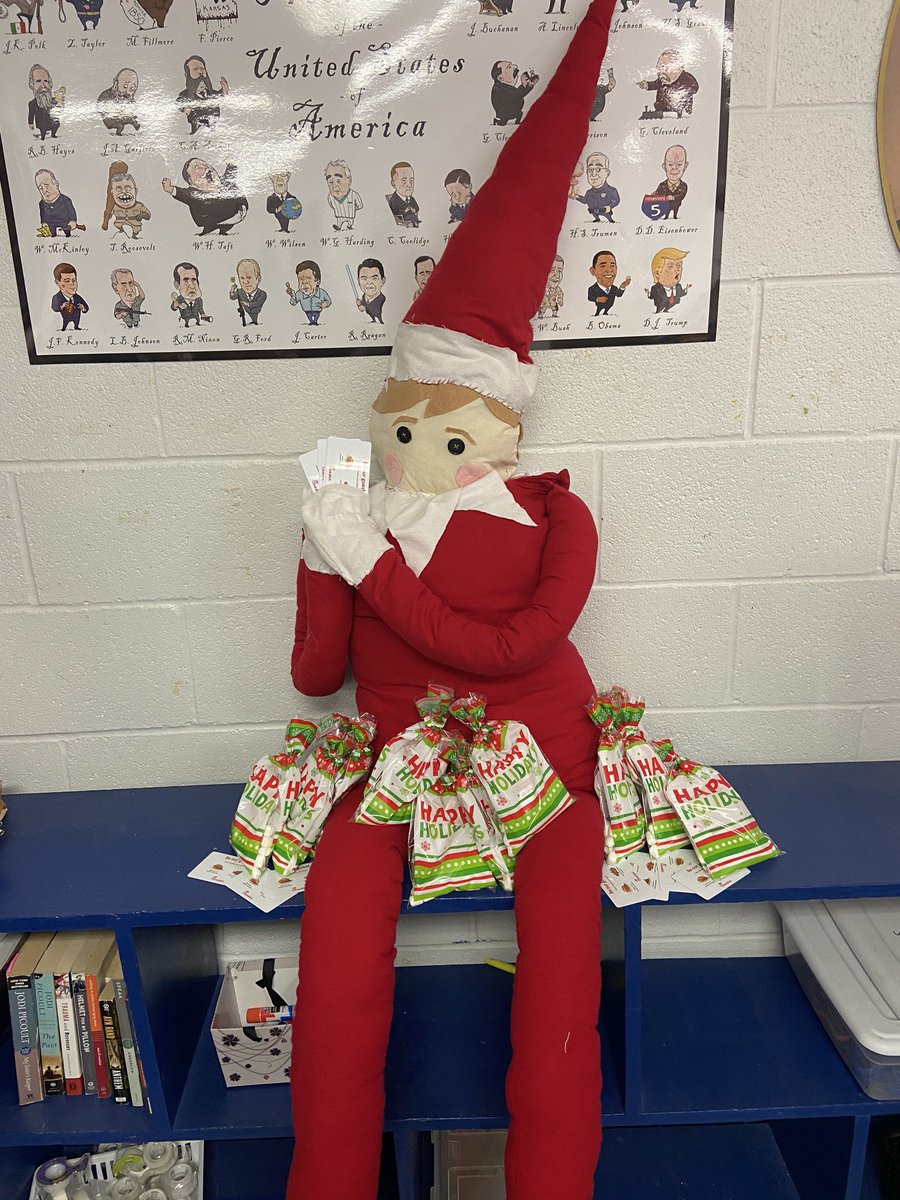 BE ON THE LOOKOUT FOR THE ELF ON THE SHELF NEXT WEEK! If you find him take a 📸 and taG <a href="/bryantstusen/">BHS Student Senate</a> for a chance to win a <a href="/CFAReynolds/">Chick-fil-A Reynolds</a> gift card !!