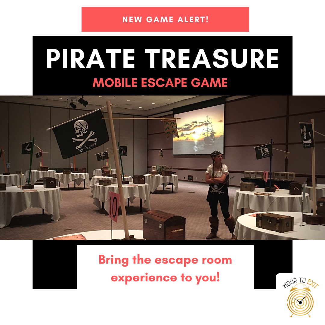 🚨 NEW MOBLIE ESCAPE GAME 🚨 Pirate Treasure takes your team on a quest to unlock the coveted treasure. It’s a perfect game for on site corporate team building activities, holiday &amp; birthday parties 🎉. hourtoexit.com/mobile-games