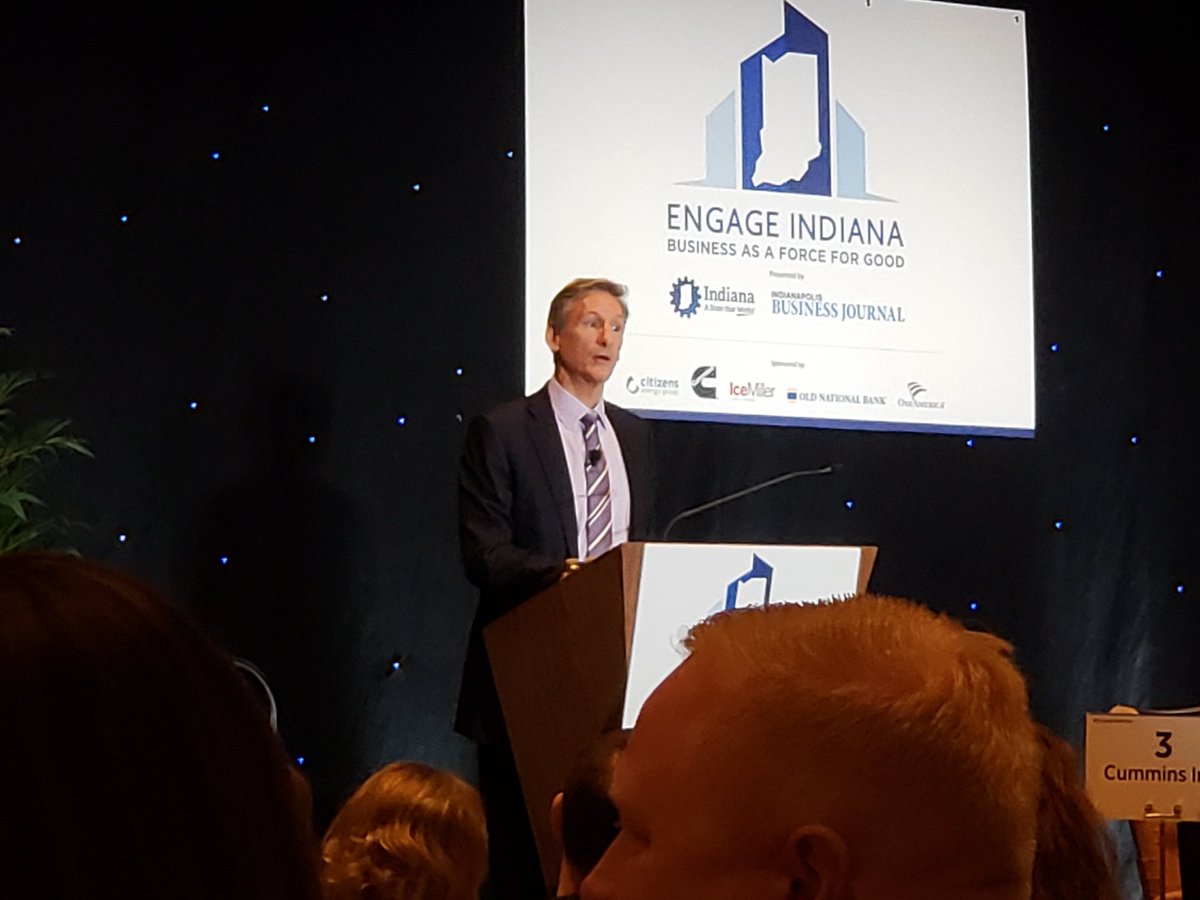 Excellent comments on leadership this morning at the #EngageIndiana breakfast from @Cummins Chairman & CEO Tom Linebarger.