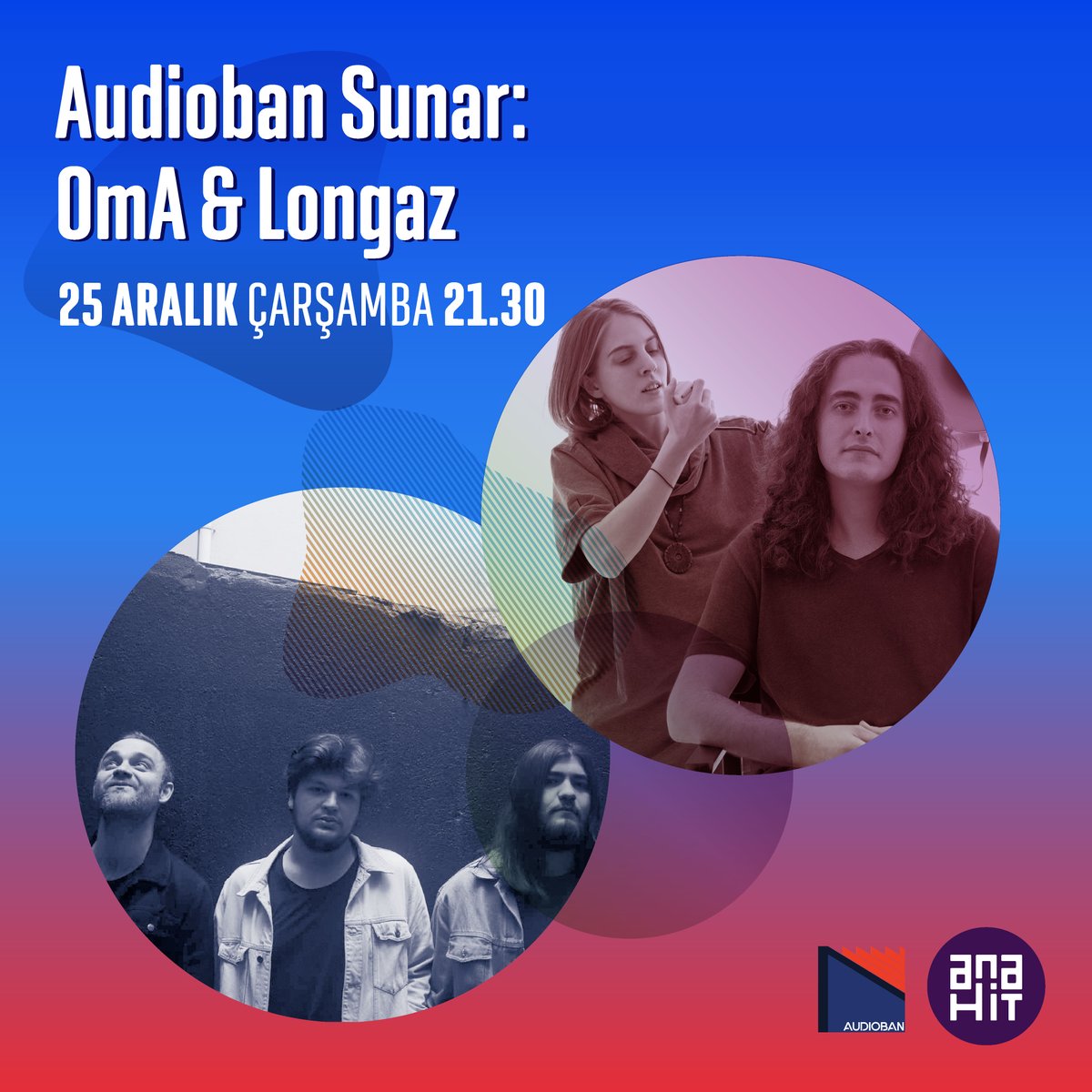 Audioban, bağımsız müziğin özgün isimleri OmA ve Longaz’ı yılın son konserinde, Anahit Sahne’de bir araya getiriyor. <a href="/audiobanmusic/">Audioban</a> #OmA #Longaz

facebook.com/events/2661285…