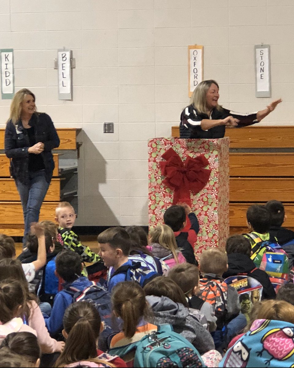 Each morning @NWH Assembly we’ve had a different staff member come out as a mystery present and the kids try to guess who it is. This morning we really tricked them. Kinder principal Janet Wood popped out and the kids loved it! Thank you Mrs. Wood! <a href="/janetwood13/">Janet Wood</a> <a href="/Dr_JakeLong/">Jake Long</a>
