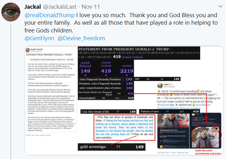 Watch the WaterThe WheelFollow the wives. Ivanka is a wife!Fisher of Men. 2 Fish feeds 5,000 https://twitter.com/JackalsLast/status/1193989398171279360@AnJillOfLight