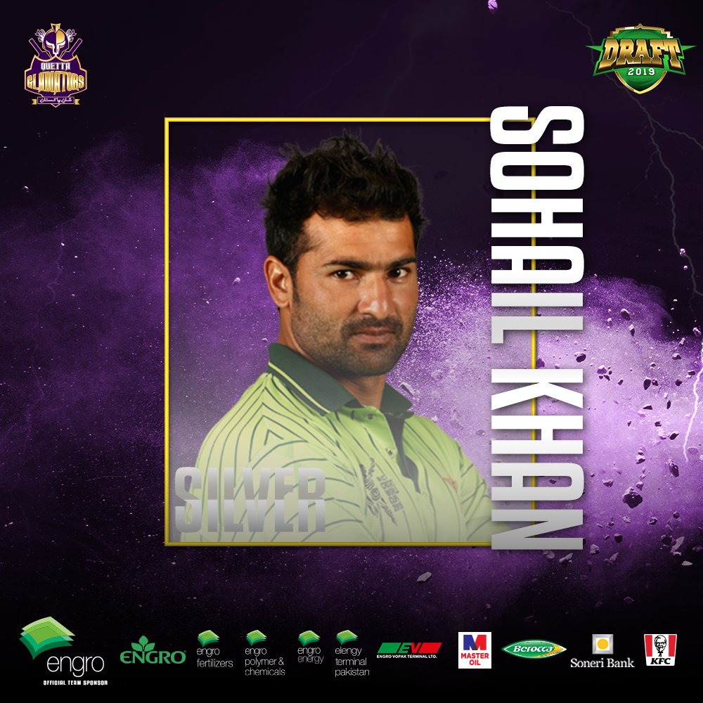TeamQuetta's tweet photo. #SilverCategory

⚡️⚡️Adding more pace to our unit, we rope in #SohailKhan to the #PurpleForce squad!! 🔥

#WeTheGladiators #HBLPSLDraft2019 https://t.co/KH9XBUa1Ra
