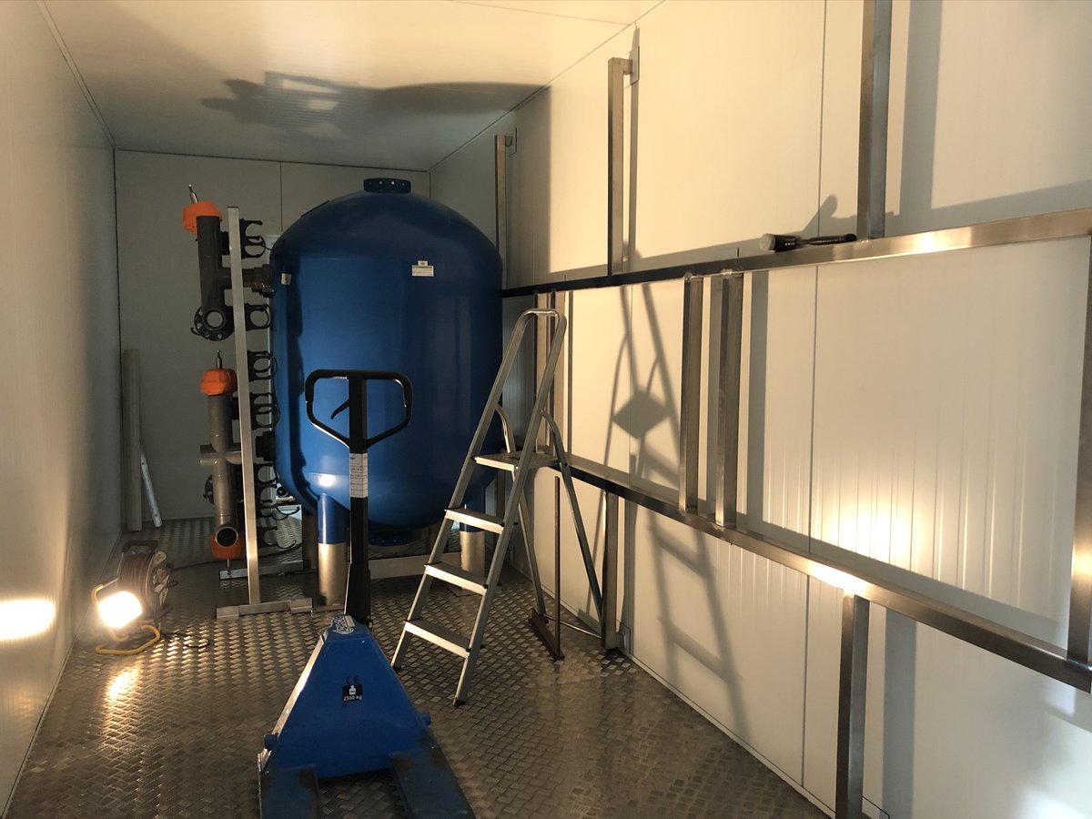 Deltapore's tweet photo. Work in progress. 20 ft container with 3 x multi media filter. Capacity 20 m3/h. #effluent #filtration #containerized https://t.co/QCBODHI0dl