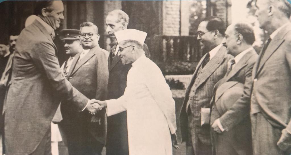 Pic1: Babasaheb at first Round Table conferencePic2: Babasaheb at second Round Table conferencePic3: Babasaheb with members of Simon CommissionPic4: Babasaheb while receiving Sir Stafford Cripps