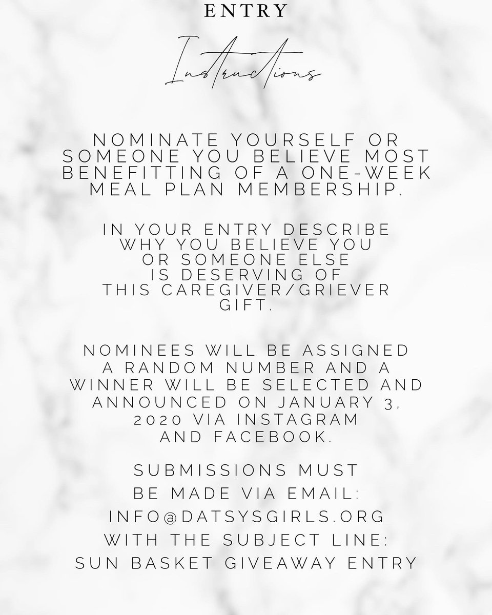 DatsysGirls's tweet photo. WIN $100 gift card! #wintergiveaway #contest #sunbasket #giftcard #datsysgirls #caregivers #grievers #charity #lungcancer #like #retweet #share https://t.co/OHUKfDGs20