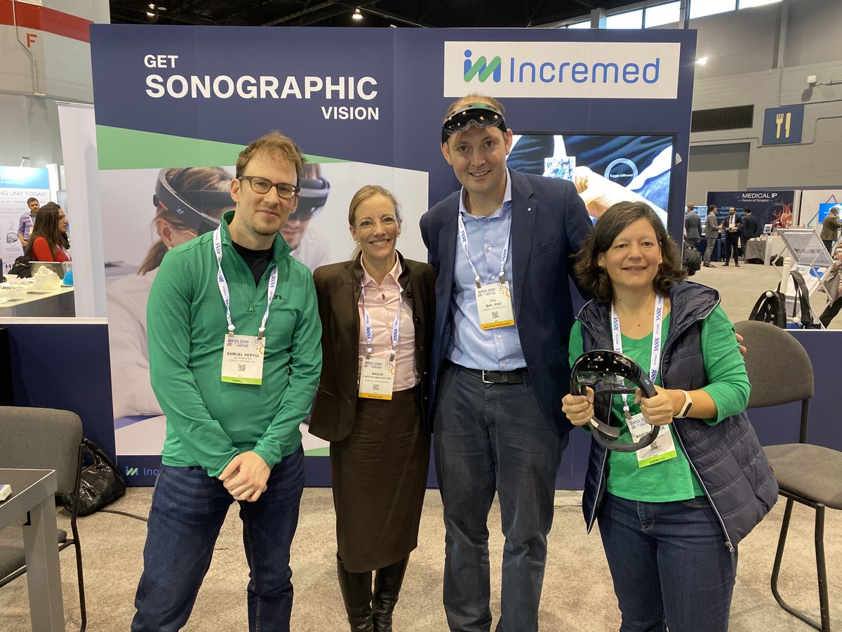 IncremedAG's tweet photo. We had a great time at #RSNA19. Thanks to everyone who stopped by our booth! Special thanks to Nadja A. Farshad-Amacker, MD for making this event a success with her presentation of the study about augmented reality for ultrasound-guided interventions. https://t.co/c6ug0s1aCb https://t.co/HBRvBg6nUh