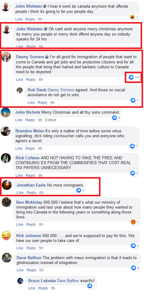 VestsCanada's tweet photo. Peter Downing of #wexit brought up immigration and the comments look eerily similar to the yellow vest forums.
Note: the actual number of immigrants admitted to Canada is 300K, set to increase to 350K. Not even a historical high.
#waahhxit
#YVC2 https://t.co/IOXGOQvNrS