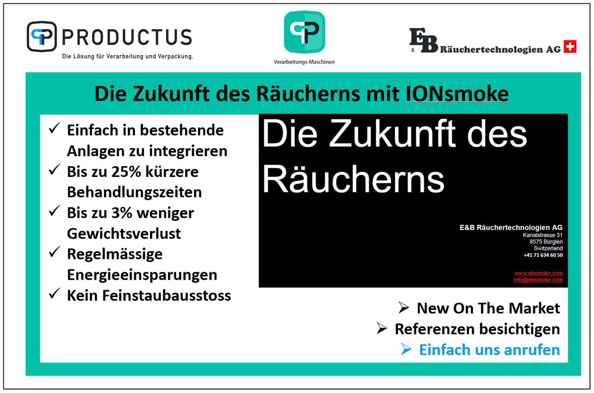 PRODUCTUS_GmbH's tweet image. PRODUCTUS GmbH – EBSmoke – Die Zukunft des Räucherns mit IONsmoke – bis 25% kürzere Behandlungszeit, bis 3% weniger Gewichtsverlust, kein Feinstaubausstoss, schnell und energieeffizient

HomePage : ebsmoke.com

HashTags :
#productus #ebsmoke #ionsmoke #ionisierung