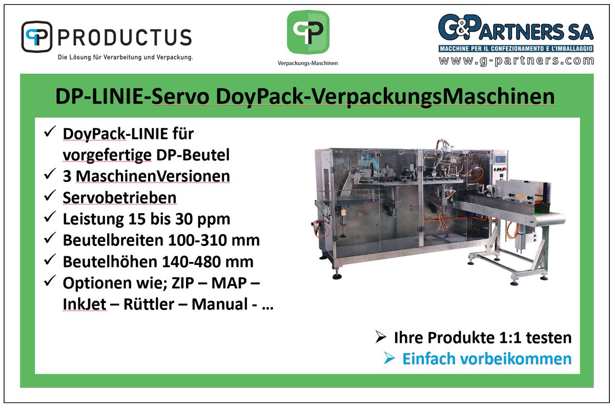 PRODUCTUS_GmbH's tweet image. PRODUCTUS GmbH – G&amp;amp;Partners – DoyPack-LINIE-Servo – zum verpacken von Produkten in vorgefertigte DoyPack-Beutel

HomePage : productus.ch/verpackungs-ma…

YouTube : youtube.com/watch?v=_vLdpF…

HashTags :
#productus #gpartners #verpackungsmaschinen #doypack #doypacklinie #doypackbeutel