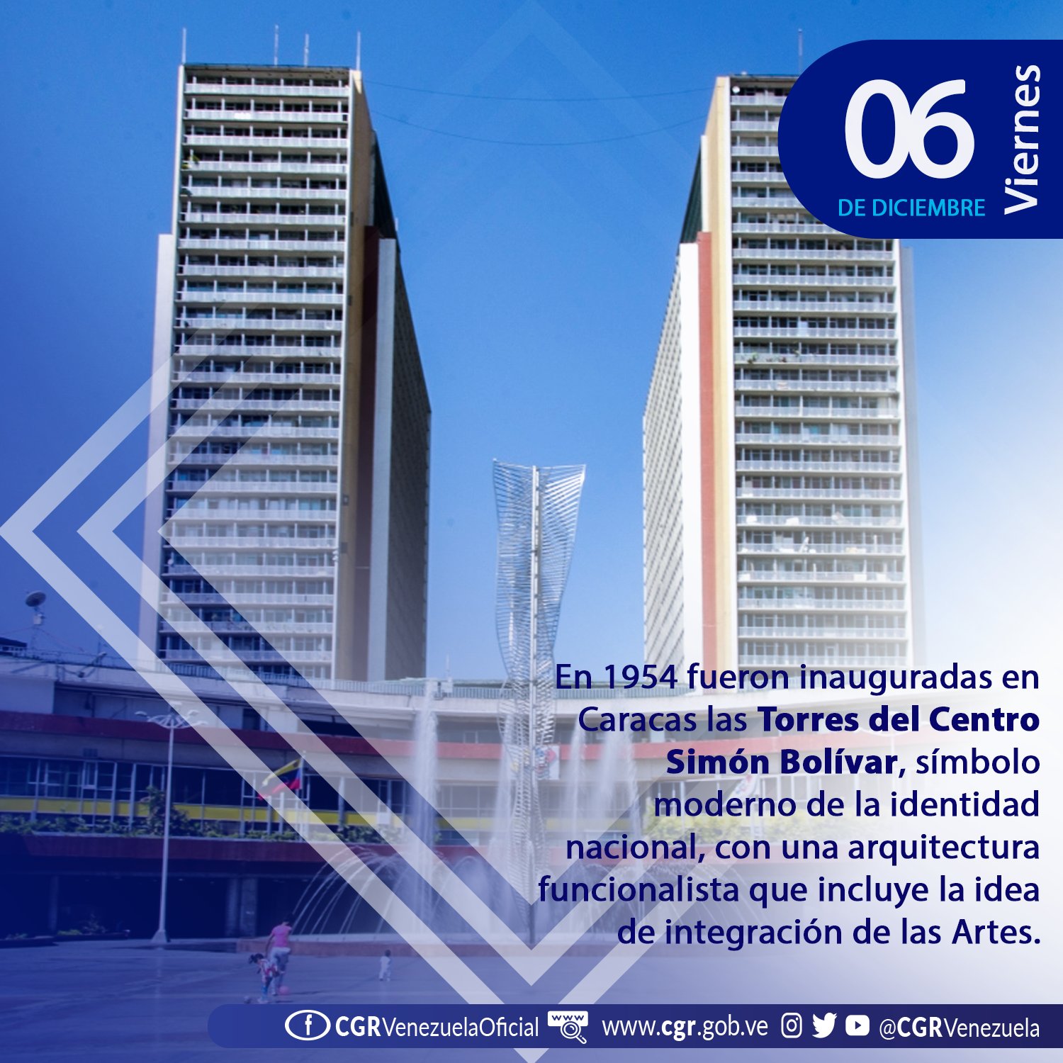 CGR Venezuela on Twitter: "#TalDíaComoHoy #6Dic | Se cumplen 65 años de la  inauguración de las Torres del Centro Simón Bolívar, conocidas como las  Torres de El Silencio, estructuras construidas durante el