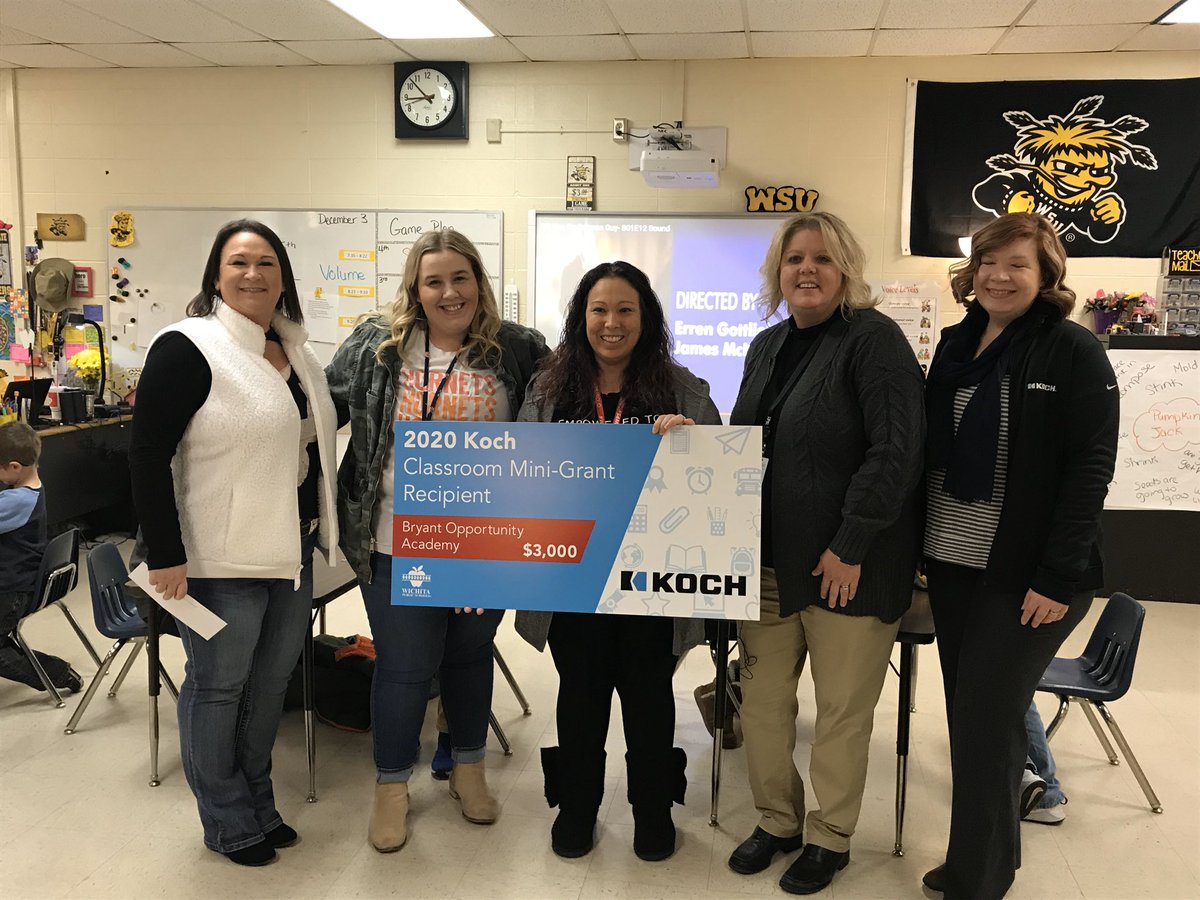 WichitaUSD259's tweet photo. Bryant Opportunity Academy science teacher Lara Dodson received a $3,000 Koch classroom grant which will be used to purchase a 3D printer to serve kindergarten through fifth grade students. @bryant_259 @KochIndustries https://t.co/ZqwBSX6eHU