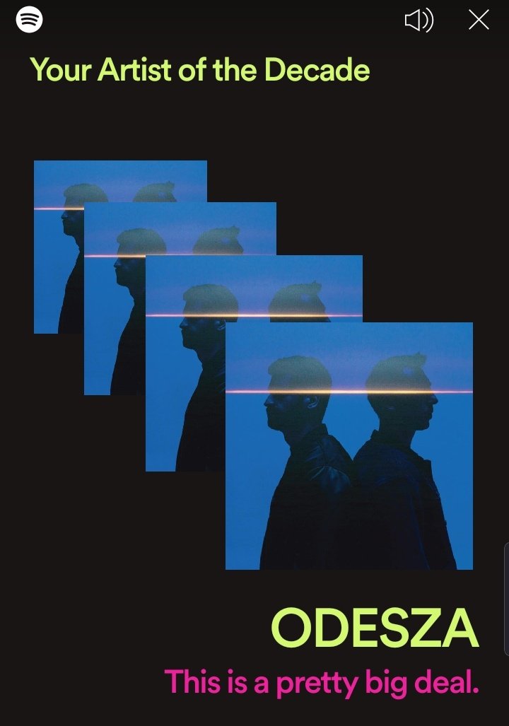 YS0Serious85's tweet photo. @Spotify knows what's up. 
@odesza my artist of the decade
#spotifywrapped https://t.co/xB5a3YR9A0
