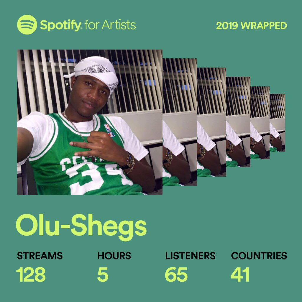 @OLUSHEGS Just wants to say thank you to all his fans in 41 countries who listened to his music in 2019 on @Spotify . In 2020, we will be releasing more new music for you and many more to enjoy. #SuperstarKing 👑#Olushegs #GlobalMusicIcon