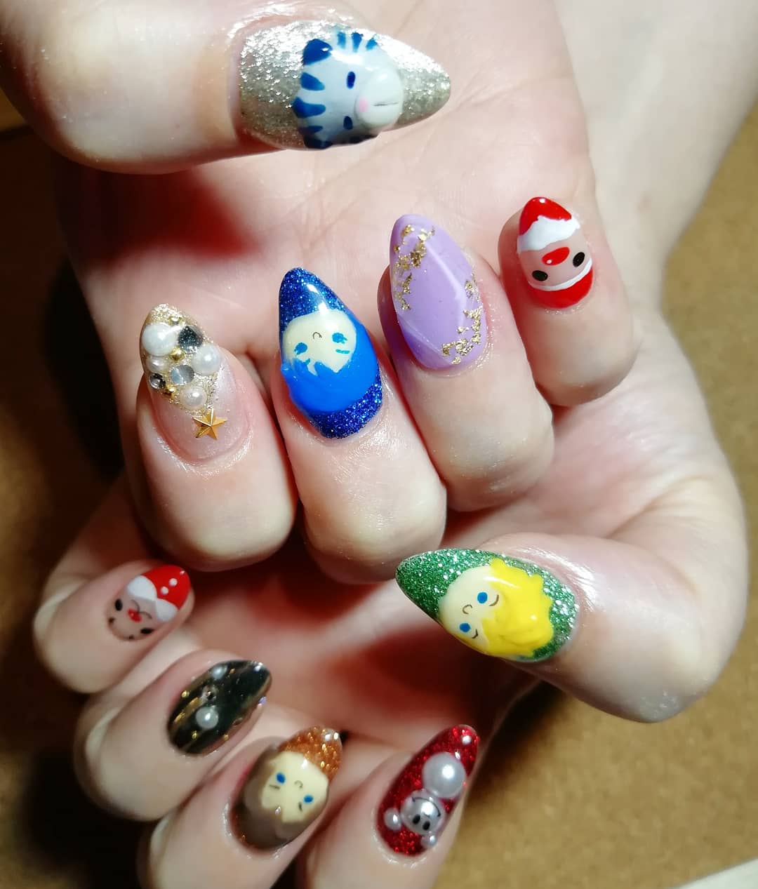 Erie S Nerd Nails Twitter पर お客様ネイル ゴッテゴテのクリスマスネイル キンハーのツムツムが可愛らしい ありがとうございました ネイル 痛ネイル キャラネイル ネイルアート 手描きイラスト 手描き アート 模写 美甲 爪甲 Nail ツムツム