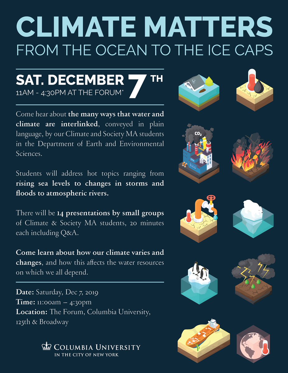 Atmosara's tweet photo. I’m VERY excited for talks by @ColumbiaCS students tomorrow. If you’re interested in meeting interesting people and learning about current topics in climate science, please join! https://t.co/A4JWS4C71f