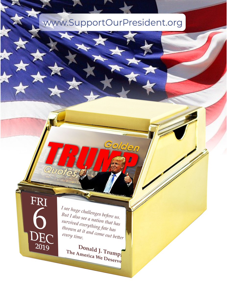 SupportOurPres1's tweet photo. 365 Golden Trump Quotes Calendar: Order yours at https://t.co/WLr1fblGol
#KAG #trump #trumpsupport #maga #KAG2020 #supportourpresident #trumpgift #trumpquotes #supportourpresident #supportpresient #supporttrump #trump2020 #mikepence #trumppence2020 #trumpgift #trumpsouvenir https://t.co/7slize0C2H