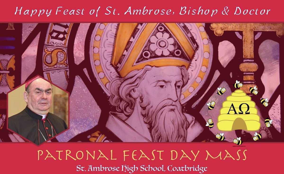 FrKane's tweet photo. Thanks to Bishop Toal for celebrating our Patronal Feast Day Mass today at @stambrosehigh. Thanks also to Frs Devlin &amp; O’Kane for joining us. St Ambrose..pray for us! @rcmotherwell @motherwellre @SCESDirector @StAmbroseRE @ambrose_hs @StAndrewsHS @staugustine_pta @StAugustine_PS https://t.co/GOZwxQ6zRu