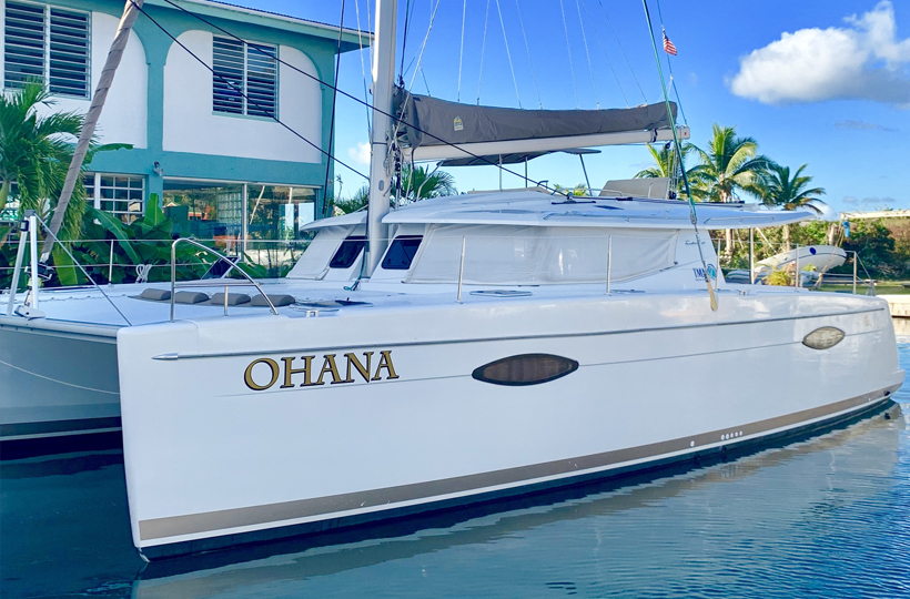 Ohana is a Hawaiin term that means family. This beaut is ready for your family to take her out on the waters of paradise!  #Ohana #family #sostriking #blueskies #brightenupyourday #sailingthebvi #allaboutboats #catamaransailing #fountainepajot #helia44 #vacationinthebvi #beauty