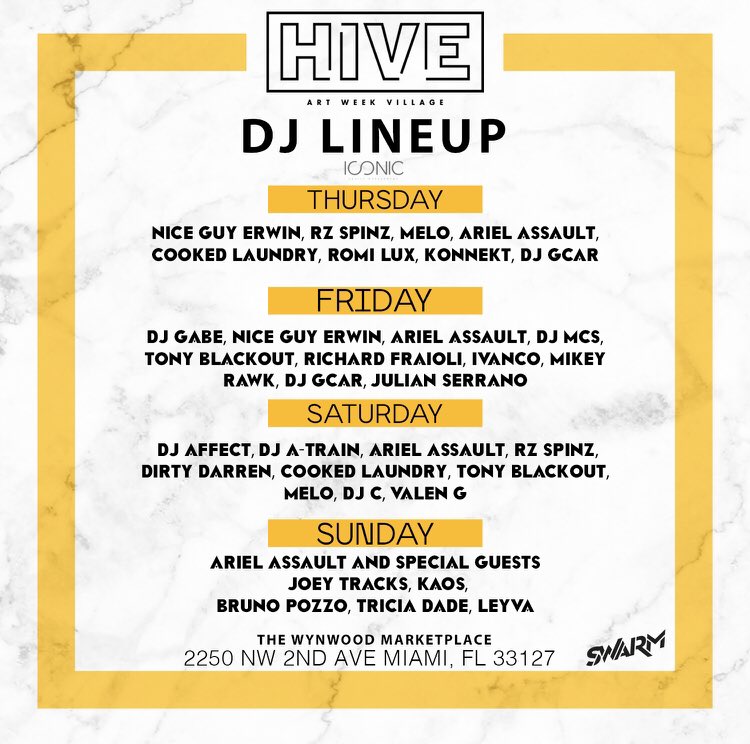 After the art galleries close, come party with us 🍾

Back &amp; better for Day 2 at #HIVEWynwood powered by <a href="/SWARMwithus/">SWARM Event Agency</a>. We‘re hosting exclusivity parties sponsored by @VeuveClicquot, <a href="/Heineken/">Heineken</a> &amp; <a href="/TitosVodka/">TitosVodka</a>. See you soon.