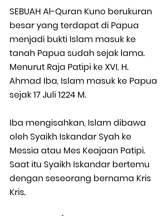 ChristWamea's tweet photo. ISLAM masuk di Tanah Papua tahun 1224 sedangkan injil masuk di Tanah Papua 5 Februari 1854. https://t.co/nZczapN2wH