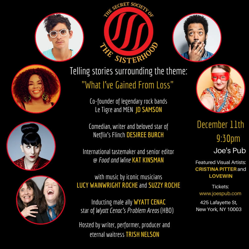 TheSSSshow's tweet photo. We have a few tickets left for The Secret Society of The Sisterhood happening @JoesPub with @destheray @jdsamson @kittenwithawhip @suzzyroche @lucywroche @wyattcenac w/ art by @lovewin @isisgypsy!  It's gonna be an incredible show! BUY YOUR TICKETS HERE: https://t.co/x1JgTFUZH6 https://t.co/agMuchyVBc