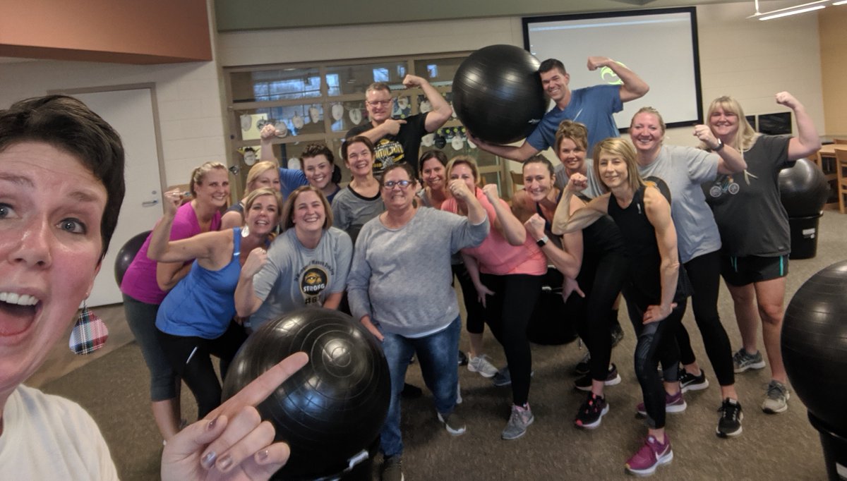 HamiltonSchools's tweet photo. Our Wellness Committee now offers fitness classes to support staff health. Cardio drumming is led by MS Teacher Katie Lillmars. "The class is high energy, filled with laughter, and a great way to get to know people who work in different buildings," she said. #EachWillThrive https://t.co/sDmEEJCQm2