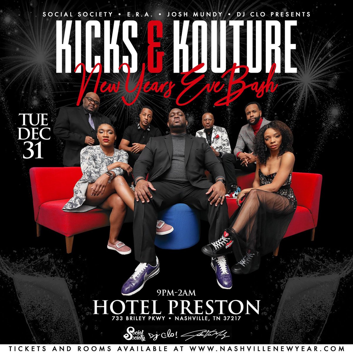 Nashvillenewyear.com
My Clique this NYE
We believe ELEVATION 🛫requires COLLABORATION. 🤝

Kicks &amp; Kouture New Year's Eve Party is the MOVE!
#GetYourSuite #VIP #LiveBand #3DopeDJs #OpenBar #GoodVibesToo

#kicksandkouture #nashvillenewyear2020