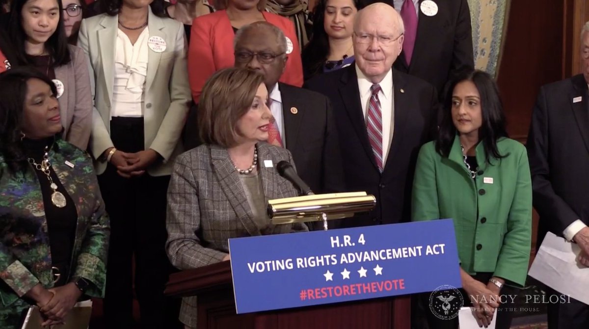 Vanita Gupta joins House Democratic leadership for a press conference in support of H.R. 4.