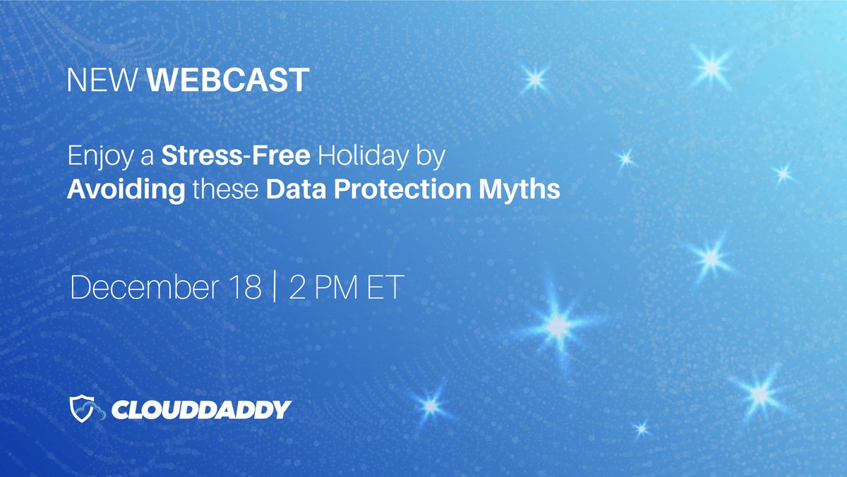 clouddaddyinc's tweet photo. No one wants a holiday season filled with tales of ransomware &amp; stolen data. 

Mark your calendar 📆 for our webinar where we will share strategies to avoid data protection myths &amp; best practices for disaster recovery.

Register here >> https://t.co/eetc2y7ngL

 #disasterrecovery https://t.co/lmfsoxml88