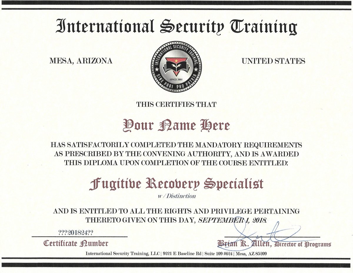 ArmyVeteran6's tweet photo. Bail Enforcement Agent | Online Course Fugitive Recovery Certification ... https://t.co/wbCZF9Xr7Y