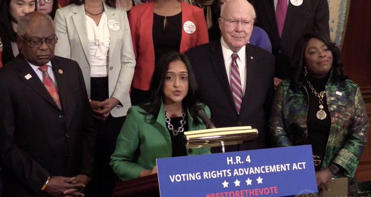 Vanita Gupta speaks at a press conference in support of H.R. 4.