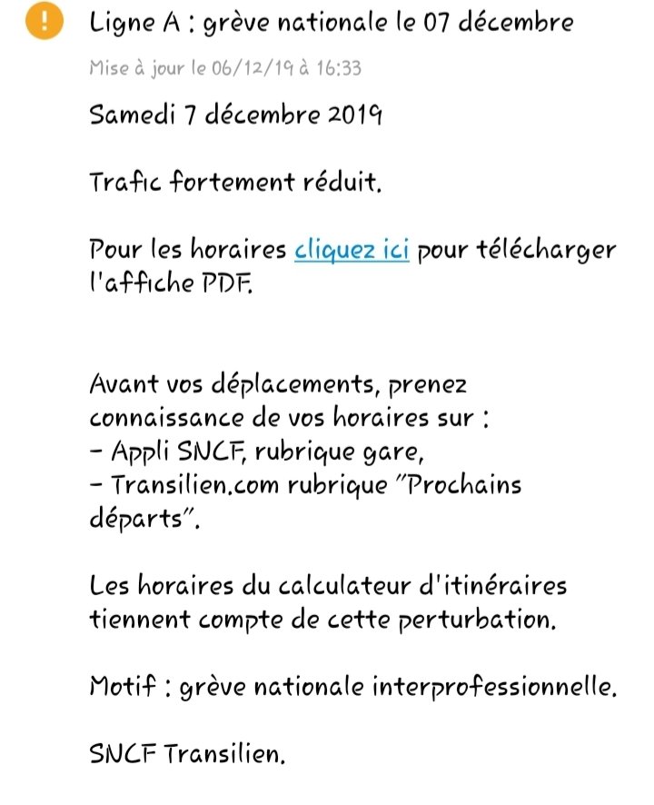 StanPourVous's tweet photo. INFOS TRAFIC JOURNÉE DU 7 DEC

PAS DE #RERA BRANCHE POISSY

4H45 A 11H30 ET 18H45 A 0H50 PAS DE RER BRANCHE CERGY/ST GER.

PAS DE #LIGNEL ENTRE
COURBEVOIE-PONT CARDINET
PONT CARDINET-NANTERRE

PAS DE #LIGNEU

PAS DE #LIGNEJ ENTRE
ARGENTEUIL-ERMONT
CONFLANS-MANTES/GISORS

Stan https://t.co/j1mE2SROT1