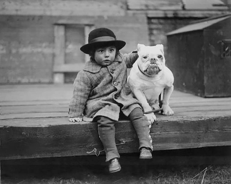 Bulldog and child, 1926. Crystal Palace, London.