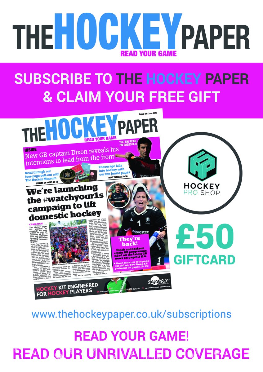 TheHockeyPaper's tweet image. Claim your £50 voucher to spend with @HockeyProShopUK when you subscribe in print or digital!

Sign up: tinyurl.com/y2vfgotc