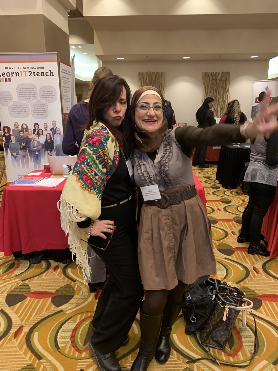 ambartosik's tweet photo. Well it took me until Day 2 of #TESL2019 before I showed my true colours. This is Zainab Abdel-Gawad and I spotted her at #TESL2017 because of her fantastic style. We meet again:) #Vogue https://t.co/NOxUVtv42w