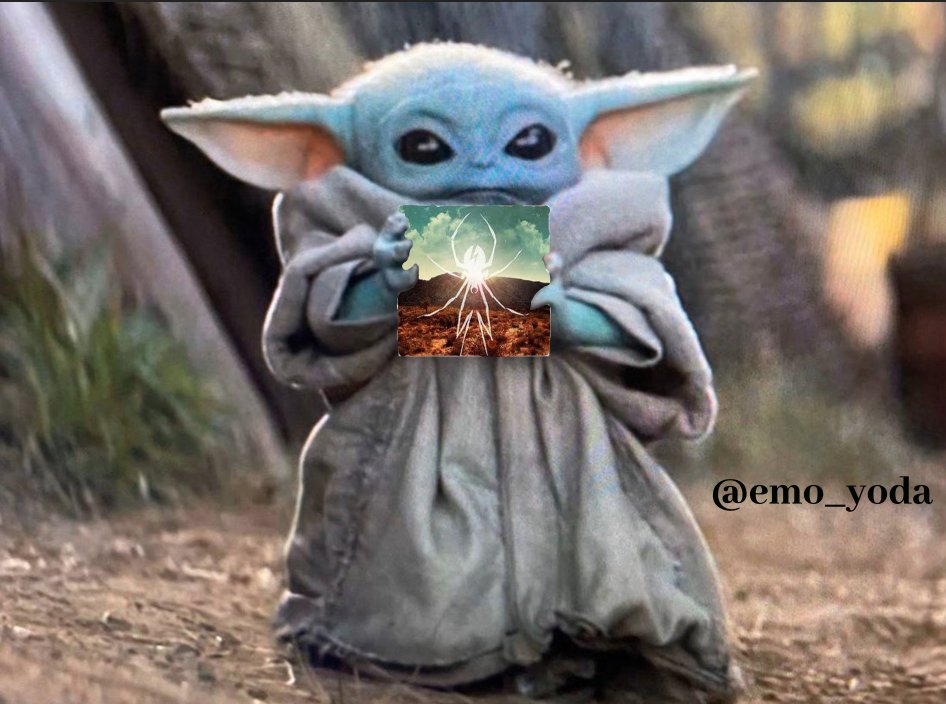 emo_yoda's tweet image. baby yoda holding danger days
