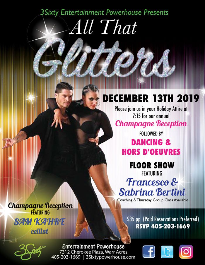 3SixtyDZP's tweet photo. ONLY ONE WEEK AWAY>>>> 3Sixty's Annual **All That Glitters** is next Friday December 13th!! Reserve your tickets NOW! 405.203.1669 https://t.co/bsJoMXocxK