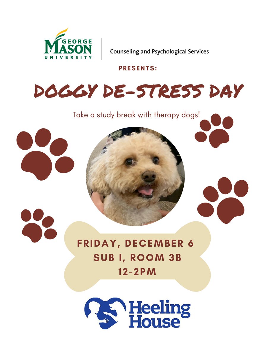 Come to Doggy De-Stress in SUB1, room 3b!!! 12pm-2pm