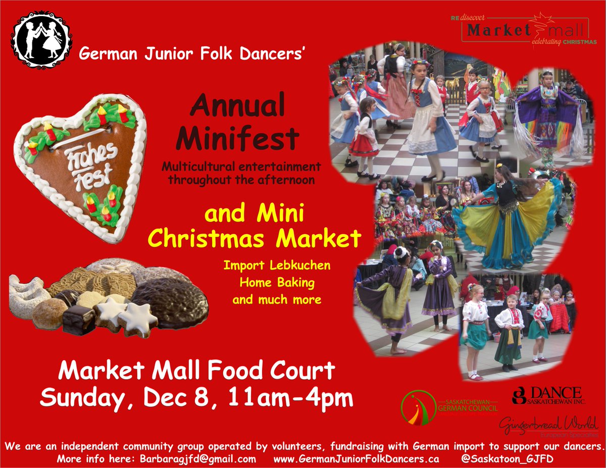 Saskatoon_GJFD's tweet photo. Our Lebkuchen fundraiser is starting on Sunday! And our Minifest performances are on for two days this year: @ the first ever Saskatoon Glow Gardens Festival at Prairieland on Saturday and @ Market Mall on Sunday https://t.co/yoYvjgxkcU