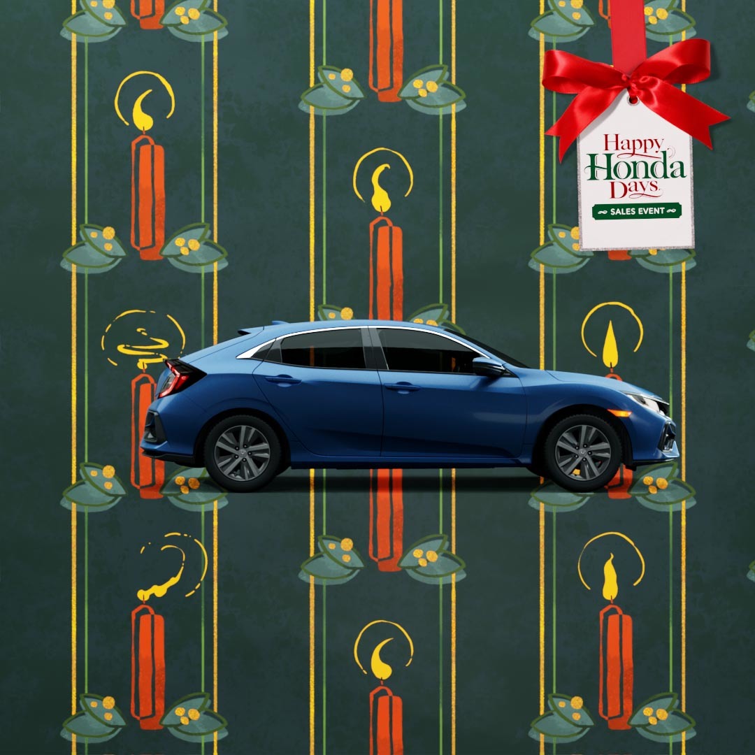 HondaOW's tweet photo. Bells are jingling and deals are waiting, only at the Happy Honda Days Sales Event. Shop the Civic Hatchback today! Visit your local Honda dealer today. https://t.co/mctPSjYiN7