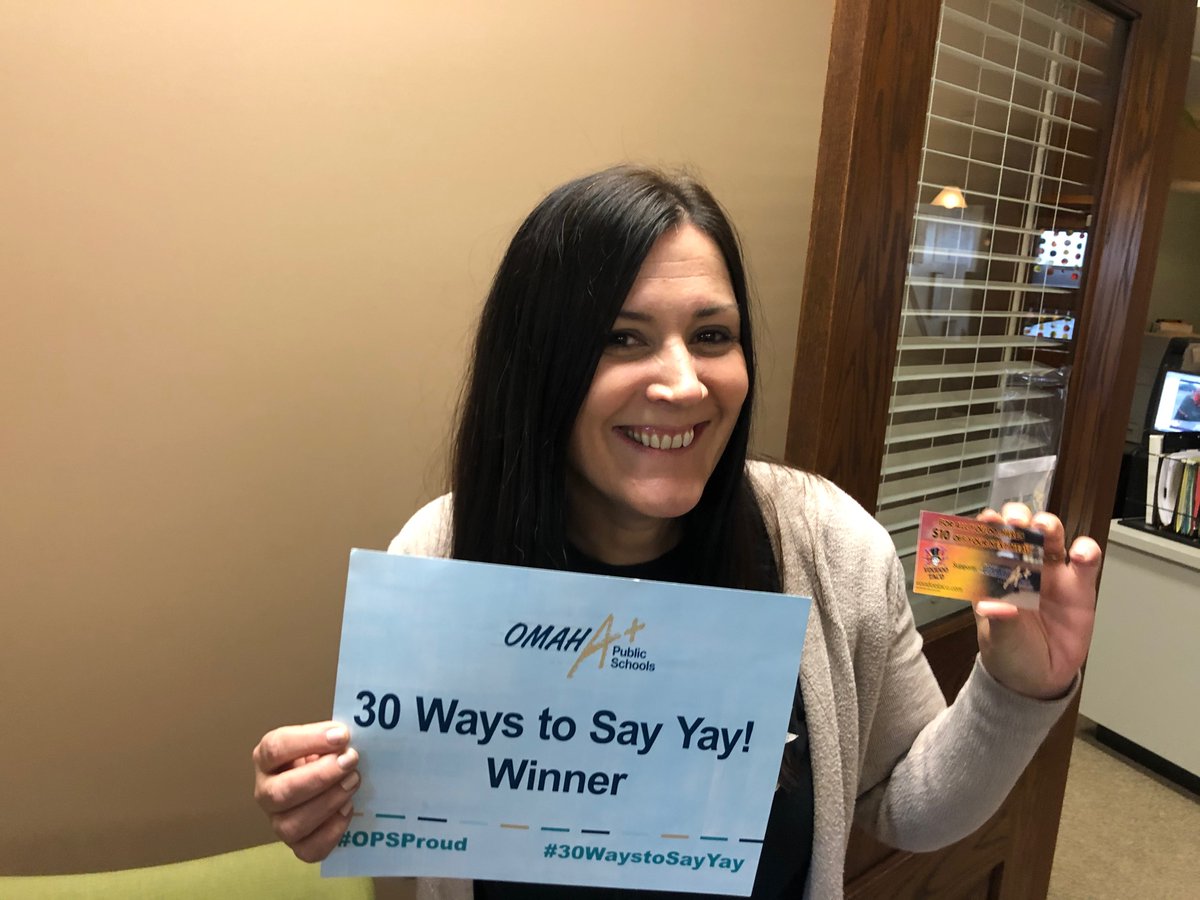 Ladies and Gentlemen, please let me introduce you to the #30WaysToSayYay winner of the week!  Our Incredible art teacher Mrs. Hunt!  She has amazing classroom management and has a great rapport with all students.  Congrats Mrs. Hunt.  #OPSProud #VoodooTaco