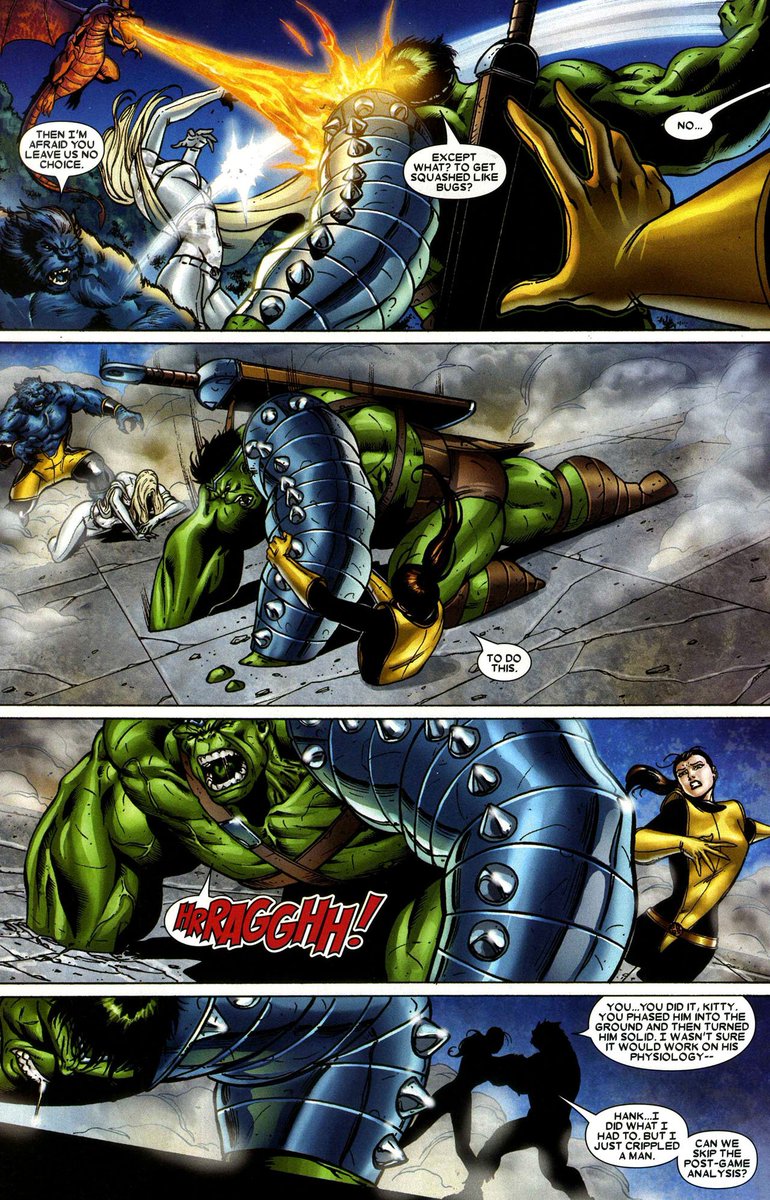 Easily takes hits from World War Hulk, leading him to resort to sticking her into the ground