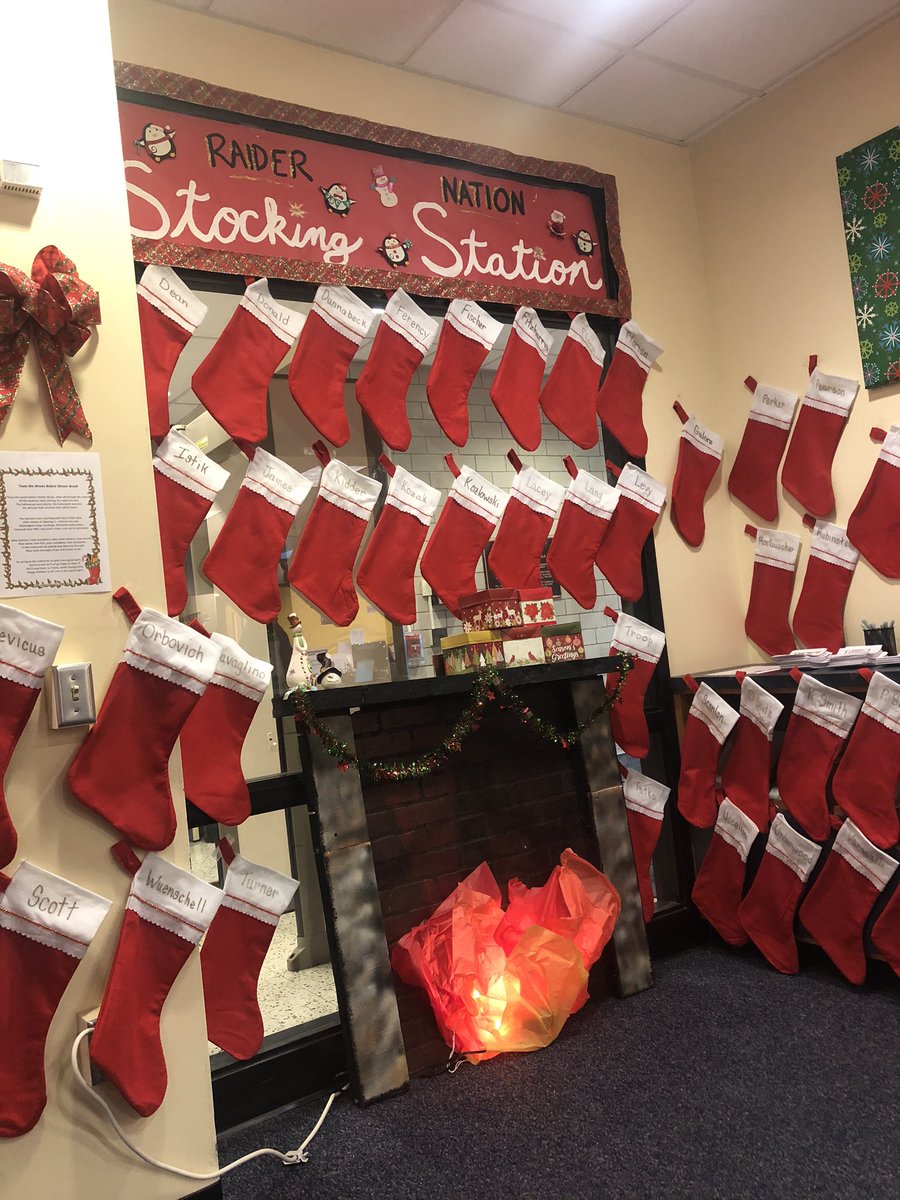 PghCarrickHS's tweet photo. Every year we send each other positive vibes during the holiday season. This year we made a Raider Nation Stocking Station. #RaiderPide @PPSnews https://t.co/QfDvVZrkmu