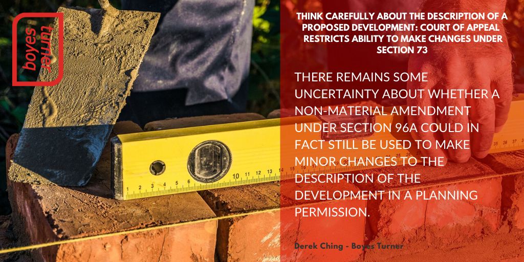 boyesturner's tweet image. Think carefully about the description of a proposed development: Court of Appeal restricts ability to make changes under section 73 - Derek Ching talks us through this... ow.ly/TDxz50xnFCj #Section73 #DevelopmentHouseBuilding #PropertyLawyers #TownandCountyPlanningAct