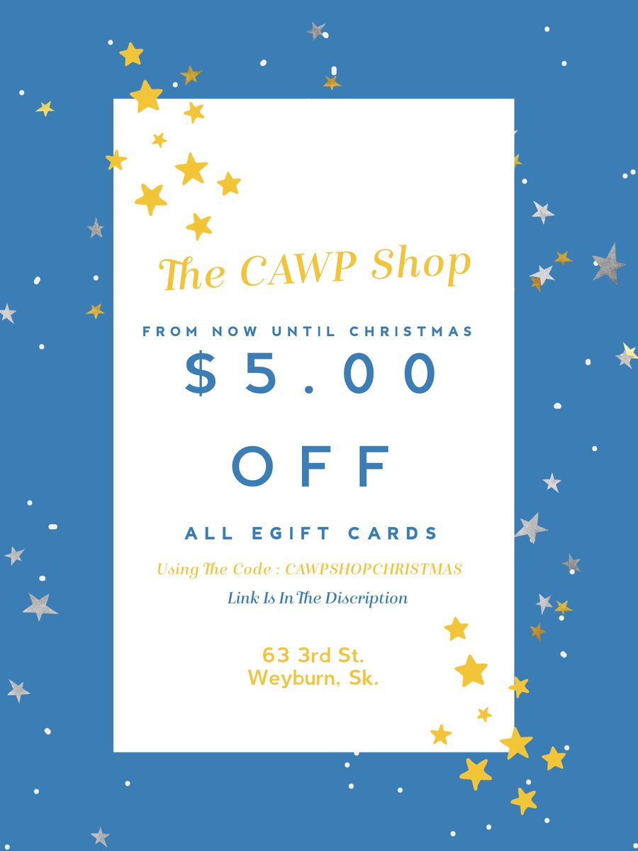 From Now Until December 25th All Of Our eGift Cards Are $5.00 Off! 🎄 

Just Follow Our Link &amp; Use the Code: CAWPSHOPCHRISTMAS
 Make Your Christmas Shopping That Much Easier &amp; That Much Cheaper! ❄️ 

squareup.com/gift/5XBQNCSBQ…