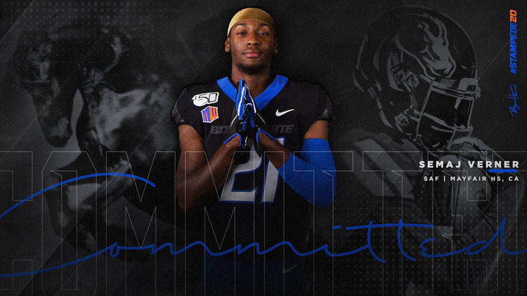 derekbedell17's tweet photo. Congrats to Mayfair Football Saf. Semaj Verner. Semaj has committed to Boise St. #BleedBlue #UNCOMMON https://t.co/VFiH8Q6oRj