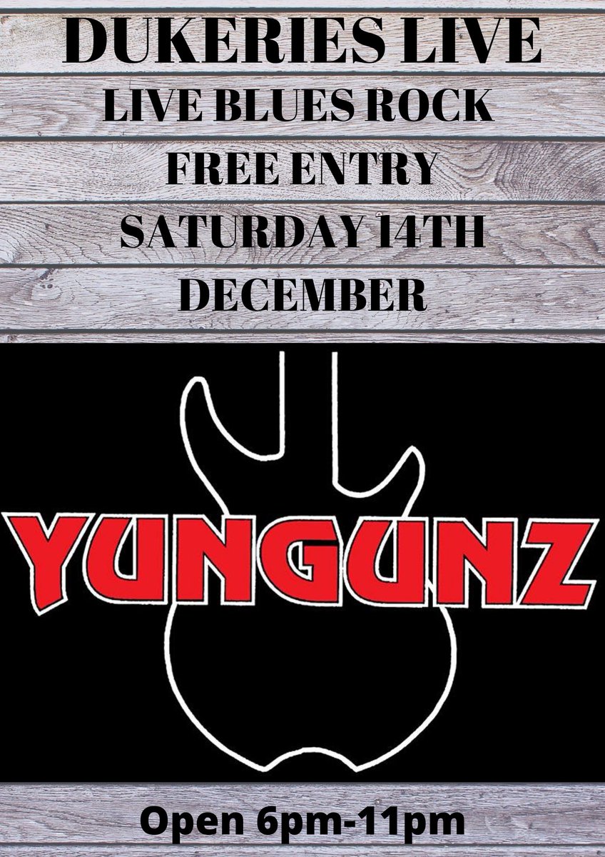 Worksop band Yungunz, return to the Dukeries Live Saturday 14th December. Classic Rock and Indie covers with two singers, Phil and Sadie